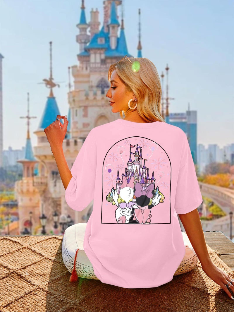VILOVE Magic Kingdom Shirt Women Girls Just Wanna Have Fun Shirt Girls Trip T-Shirt Cute Magical Tee Summer Vacation Tops Light Pink - Image 2