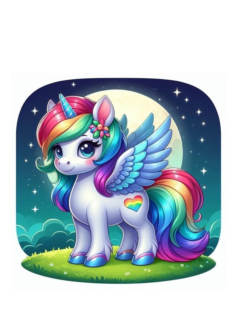 Diamond Painting Kit 5D Diamond Art Set for Kids & Adults DIY Wall Decor Craft,  Rainbow Unicorn Design, Acrylic Diamonds, Adhesive Canvas with Wooden Frame, Relaxing Hobby Art Kit, 20x20 cm - Image 2