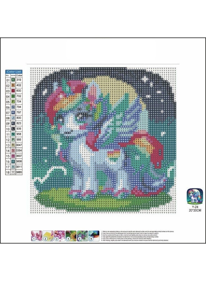 Diamond Painting Kit 5D Diamond Art Set for Kids & Adults DIY Wall Decor Craft,  Rainbow Unicorn Design, Acrylic Diamonds, Adhesive Canvas with Wooden Frame, Relaxing Hobby Art Kit, 20x20 cm - Image 4