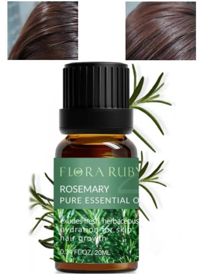 Flora Ruby زيت إكليل الجبل المغذي للشعر زيت إكليل الجبل الطبيعي النقي للشعر يقوي البشرة أكثر امتلاء وصحة للعناية بالبشرة يغذي الوجه فروة الرأس الجافة لعلاج تساقط الشعر زيت مصل زيت إكليل الجبل 20 مل - Image 1