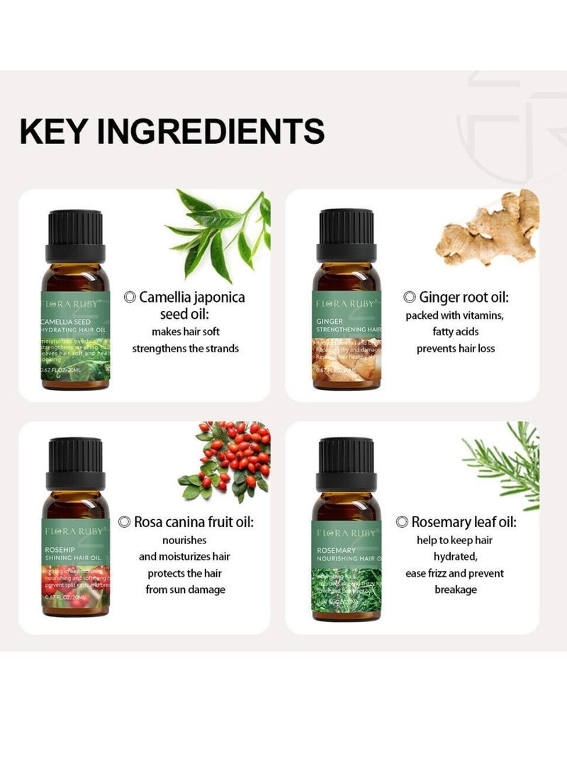 Flora Ruby زيت إكليل الجبل المغذي للشعر زيت إكليل الجبل الطبيعي النقي للشعر يقوي البشرة أكثر امتلاء وصحة للعناية بالبشرة يغذي الوجه فروة الرأس الجافة لعلاج تساقط الشعر زيت مصل زيت إكليل الجبل 20 مل - Image 4