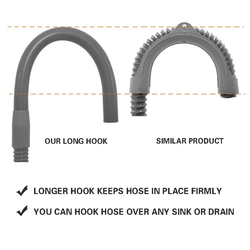 TT FLEX Universal Washing Machine Drain Hose - 6 Ft Discharge Hose With Long Hook - Corrugated And Flexible Washing Machine Hose Drain Replacement With Clamp - Image 3