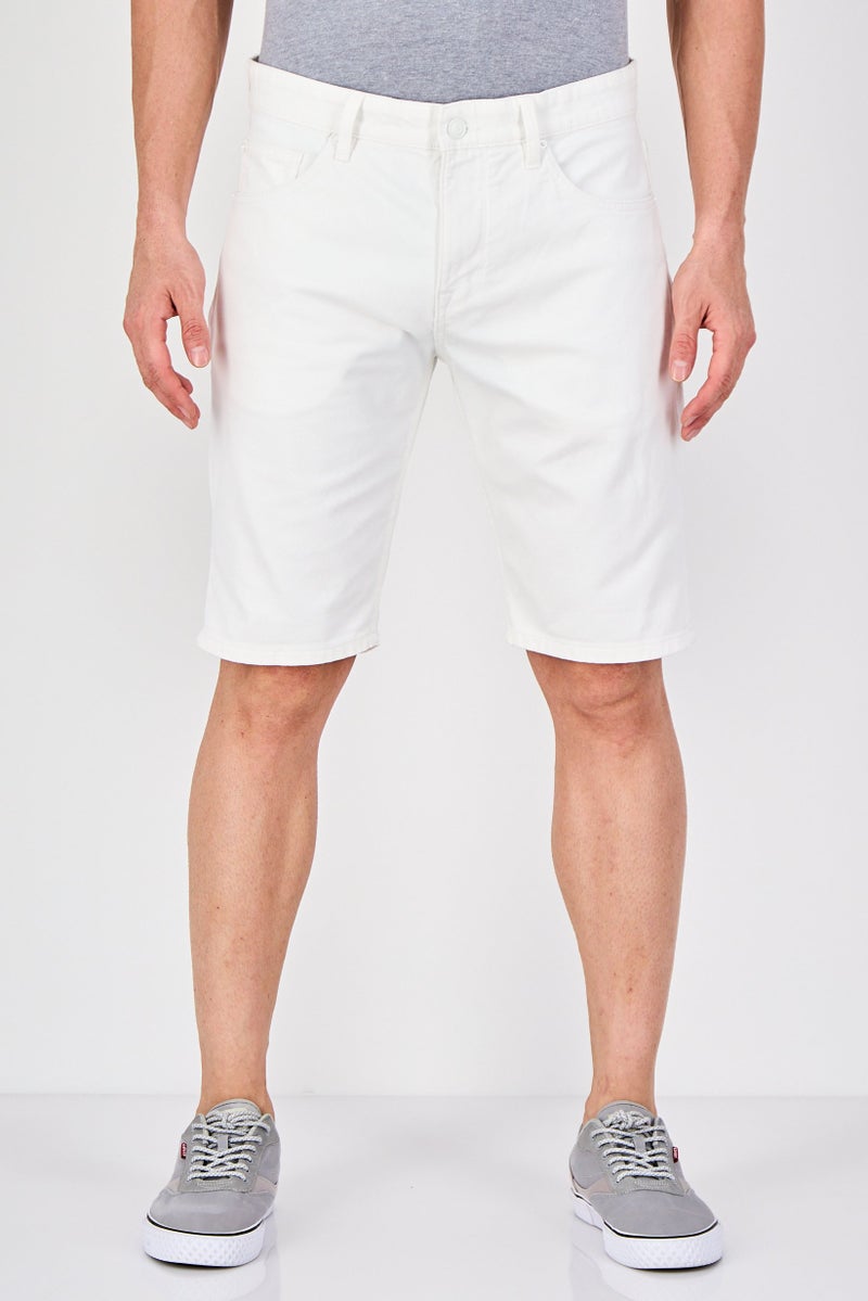 Celio Men Plain Denim Shorts, White - Image 1