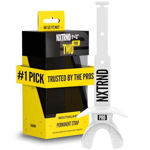 NXT NXTRND Nxtrnd Two Pro Football Mouth Guard, Permanent Strap, Fits Adult & Youth (White) - Image 1