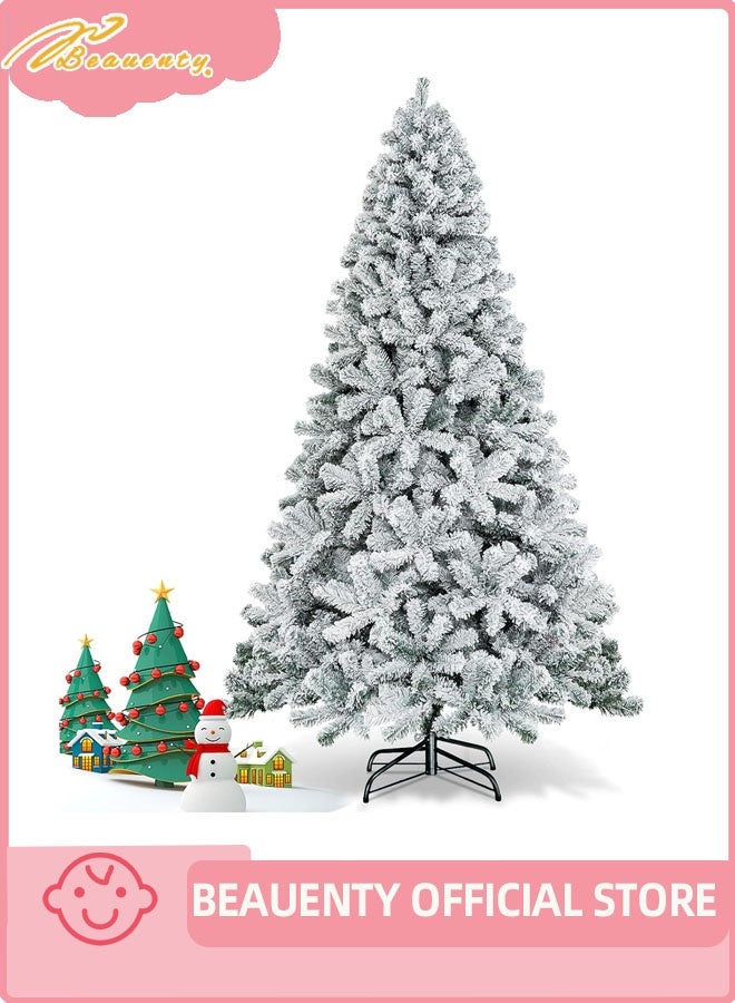 Beauenty 7FT Premium Snow Flocked Artificial Holiday Christmas Tree, Metal Hinges & Foldable Base for Home & Office, Party Christmas Decoration with 1200 Branch Tips, Xmas Full Tree for Indoor and Outdoor - Image 1
