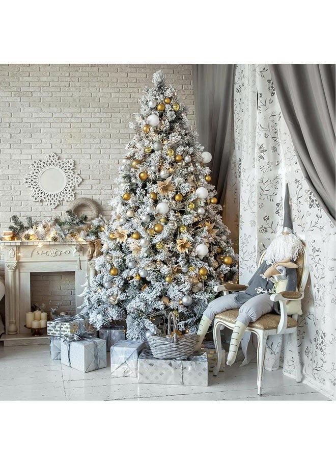 Beauenty 7FT Premium Snow Flocked Artificial Holiday Christmas Tree, Metal Hinges & Foldable Base for Home & Office, Party Christmas Decoration with 1200 Branch Tips, Xmas Full Tree for Indoor and Outdoor - Image 4