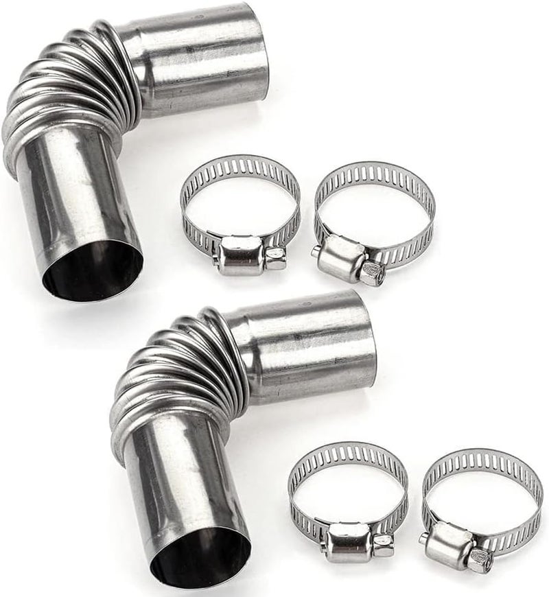 Fansoftiks 2Pcs Silver Stainless Steel Air Diesel Parking Heater Exhaust Pipe Tube Elbow Connector for Diesel Boat Heater 13cm Exhaust Pipes and Tips Emissions Replacement Parts24mmExhaust anddd Emissions - Image 1
