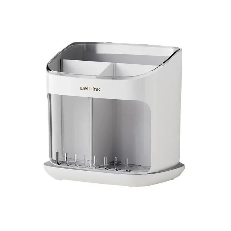 Kitchen Chopstick Rack Floor-Standing Household Chopstick Barrel Kitchen Family New Drain Storage Box Chopstick Basket Chopstick Cage(New-White) - Image 5