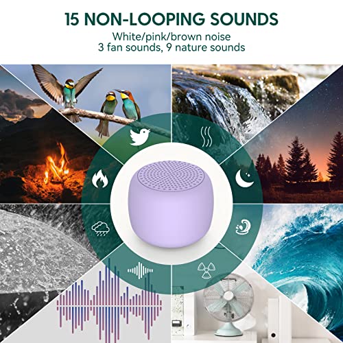 BABELIO White Noise Machine Babelio Mini Sound Machine for Adults Kids Baby | 15 Non-looping Sounds | Timer | Easy to Pocket and Travel - Purple - Image 3