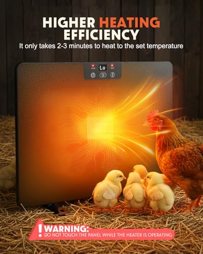 Torlaist 2026 Upgraded Chicken Coop Heater, 200W Chick Brooder Heating Plate with 5 Timing Function & 3 Adjustable Temp, Chicken Brooder Heater with Overheat Protection, UL-Compliant (Black) - Image 5