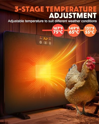 Torlaist 2026 Upgraded Chicken Coop Heater, 200W Chick Brooder Heating Plate with 5 Timing Function & 3 Adjustable Temp, Chicken Brooder Heater with Overheat Protection, UL-Compliant (Black) - Image 2