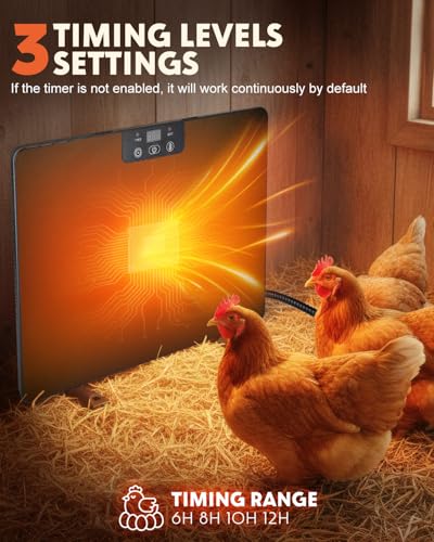 Torlaist 2026 Upgraded Chicken Coop Heater, 200W Chick Brooder Heating Plate with 5 Timing Function & 3 Adjustable Temp, Chicken Brooder Heater with Overheat Protection, UL-Compliant (Black) - Image 4