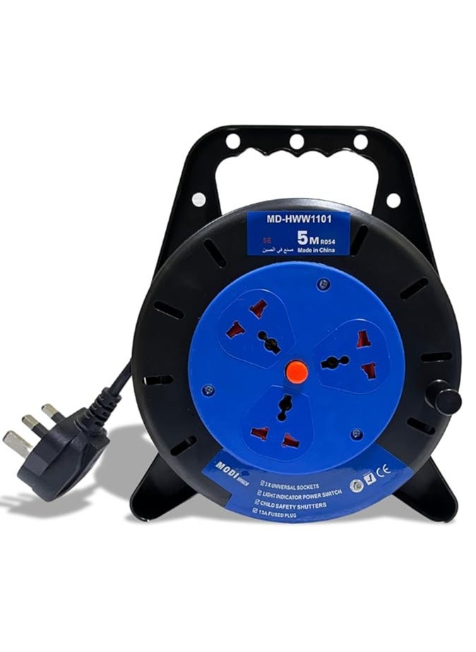MODI Retractable 3 Way Extension Cord Reel - 5M | Cable Reel with Power Button for Home, Office | 2000 Watts Power Extension (5M  - Image 1