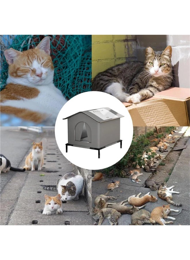 XICEN Cat Shelter - Animal Tent Bed with Raised Floor and Mat |Cats Home Weatherproof, Foldable Insulated Warm Pet Kitten Nest Cave for Patio Backyard, 42x42x42cm - Image 2