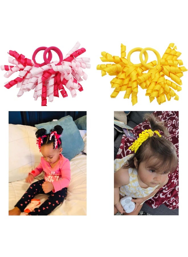 CellElection 30PCS Baby Girl Hair Ties Colorful Curly Korker Bow Grosgrain Ribbon Hair Bows Ponytail Holders Hair Accessories for Girls Toddlers Kids Children in Pairs - Image 3
