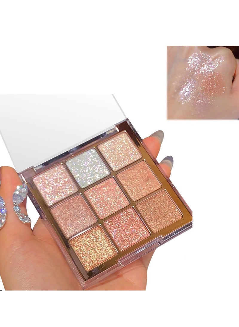SYOSI Eyeshadow Palette, Shimmer Eye Shadow Pallets for Women, 9 Colour Glitter Eye Make-Up Palettes, Gold, White, Pink Highly p i gmented Eye Shadow Palette for Girls Make Up  - Image 1
