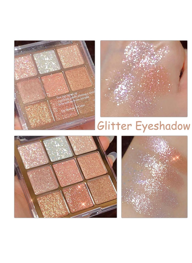 SYOSI Eyeshadow Palette, Shimmer Eye Shadow Pallets for Women, 9 Colour Glitter Eye Make-Up Palettes, Gold, White, Pink Highly p i gmented Eye Shadow Palette for Girls Make Up  - Image 2