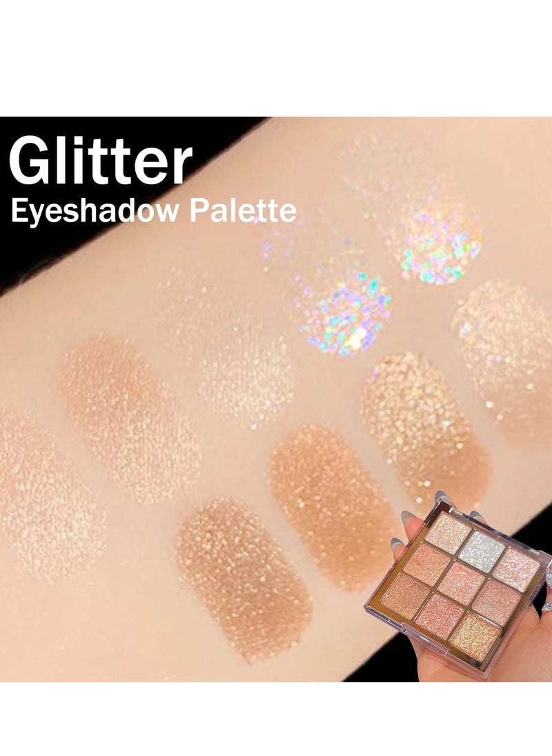 SYOSI Eyeshadow Palette, Shimmer Eye Shadow Pallets for Women, 9 Colour Glitter Eye Make-Up Palettes, Gold, White, Pink Highly p i gmented Eye Shadow Palette for Girls Make Up  - Image 5