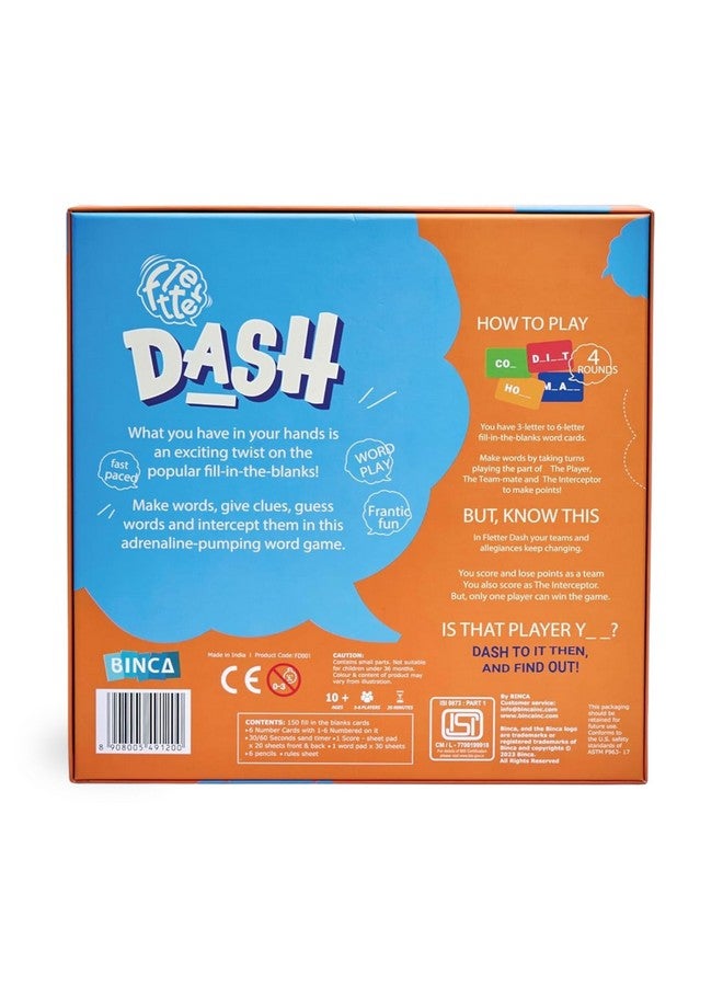 Binca Fletter Dash, A Fun Fill-in-The-Blanks Strategic Word Card Game for All Ages | Fun and Strategic Word Game | Test Vocabulary and Concentration | Ages 7+ (3-6 Players) - Image 2