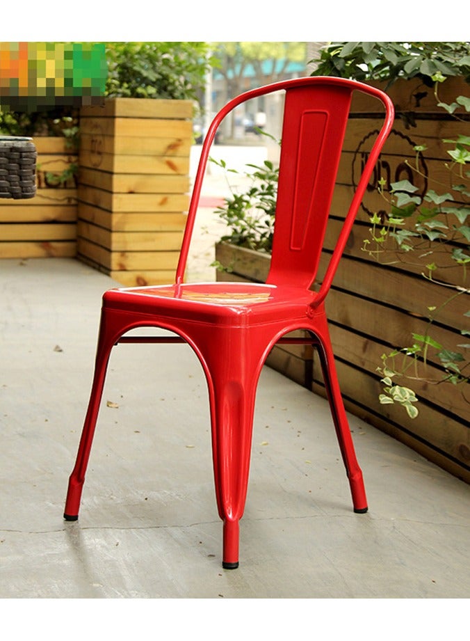 LANNY Jeffcoco Furniture Tolix Style Metal Dining Chair D1 Industrial Stackable Cafe Side Indoor/Inside Outdoor/Outside Courtyard Garden Patio Kitchen Dining Room(1 Red) - Image 1