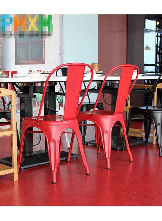 LANNY Jeffcoco Furniture Tolix Style Metal Dining Chair D1 Industrial Stackable Cafe Side Indoor/Inside Outdoor/Outside Courtyard Garden Patio Kitchen Dining Room(1 Red) - Image 3