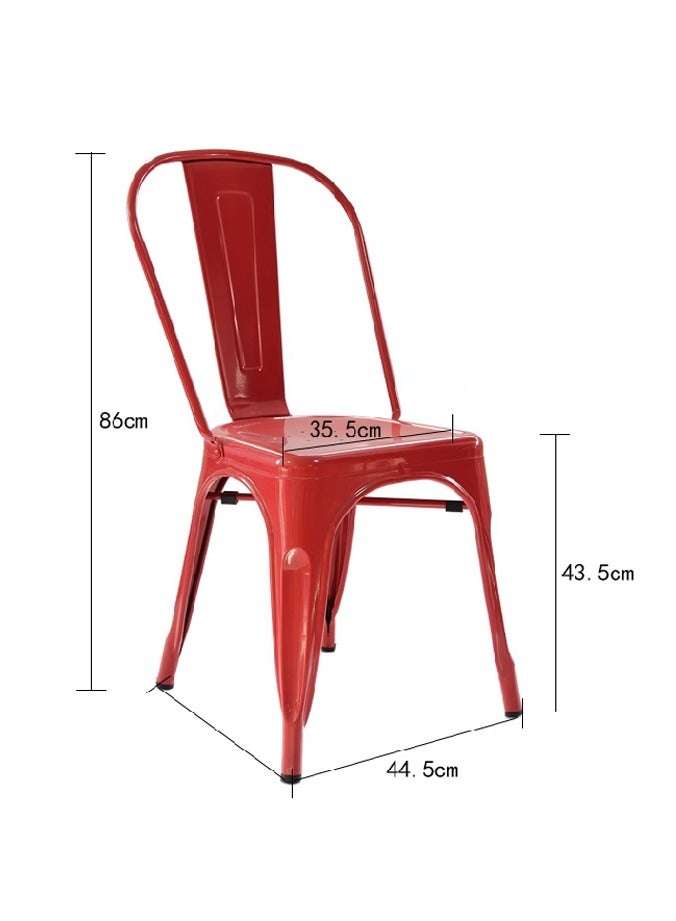 LANNY Jeffcoco Furniture Tolix Style Metal Dining Chair D1 Industrial Stackable Cafe Side Indoor/Inside Outdoor/Outside Courtyard Garden Patio Kitchen Dining Room(1 Red) - Image 2