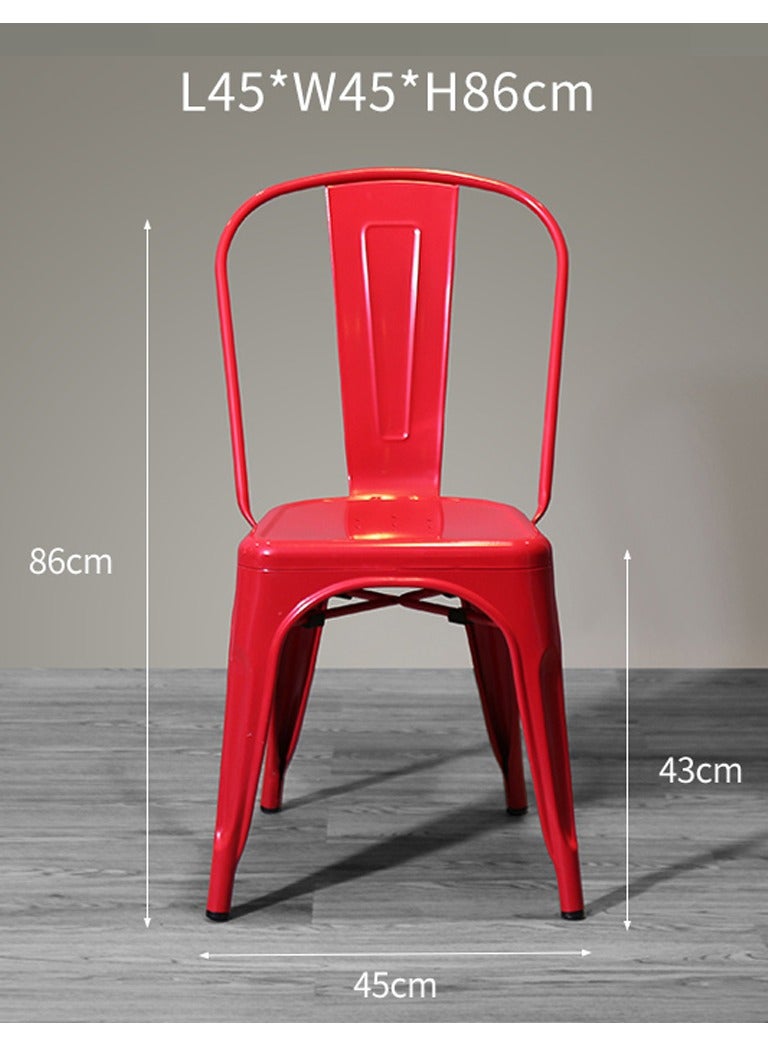 LANNY Jeffcoco Furniture Tolix Style Metal Dining Chair D1 Industrial Stackable Cafe Side Indoor/Inside Outdoor/Outside Courtyard Garden Patio Kitchen Dining Room(1 Red) - Image 5