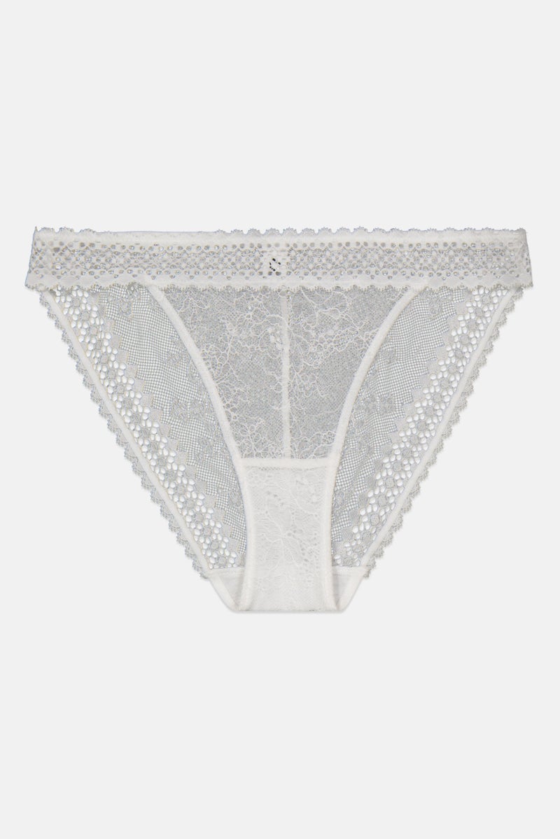 Etam Women Textured Pull On Panty, White  - Image 1