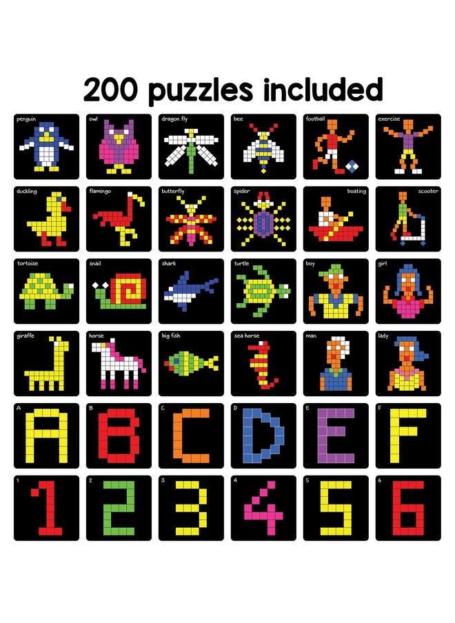 Play Panda - Play Panda Magnetic Puzzles Squares - 400 Colorful Magnets, 200 Puzzles, Magnetic Board, Display Stand - for Boys and Girls, 500 Pieces - Image 1