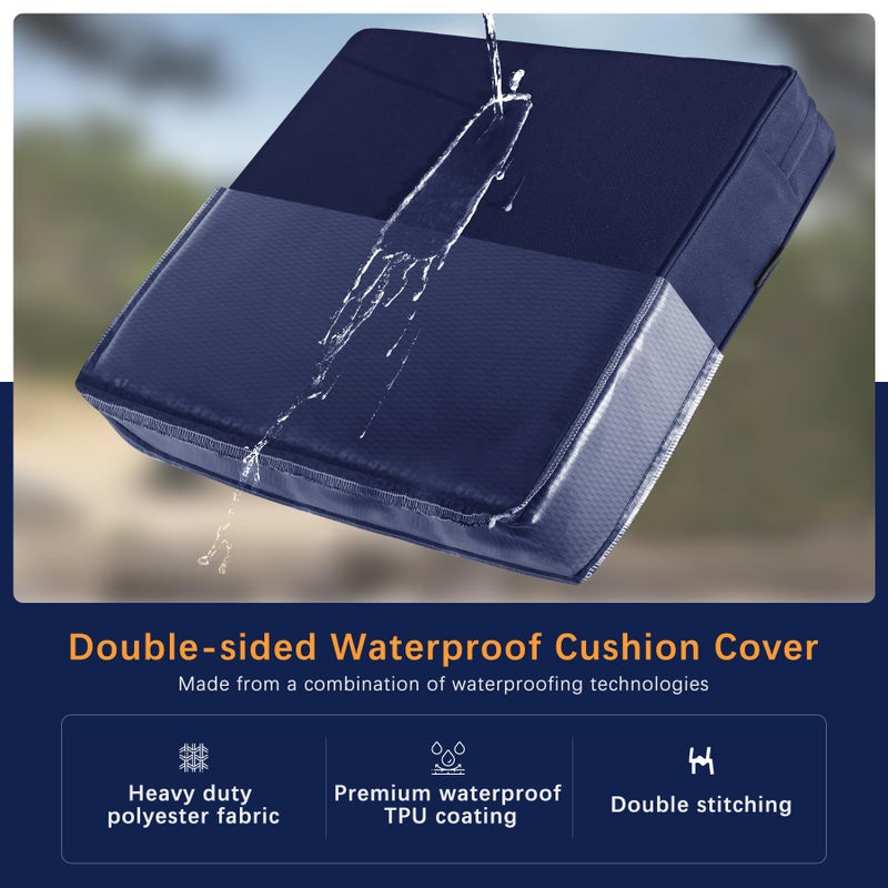 Favoyard Outdoor Seat Cushion Set 22 x 24 Inch Waterproof & Fade Resistant Patio Furniture Cushions with Removable Cover Deep Seat & Back Cushion with Tie Straps for Chair Sofa Couch - Image 4