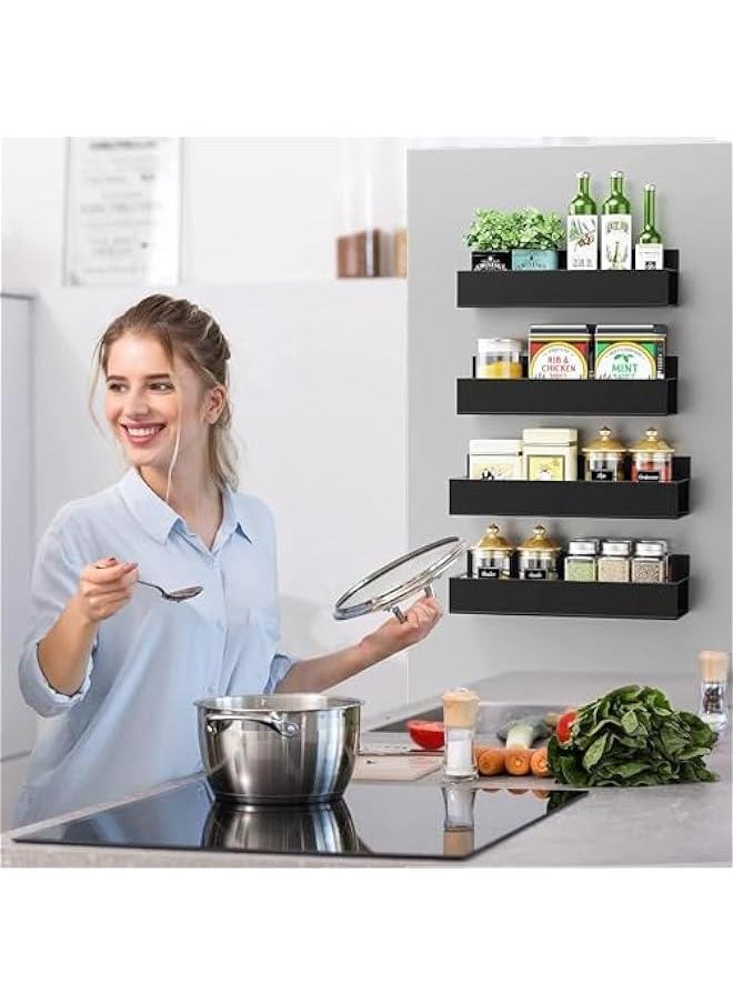 HOOKOR Magnetic Spice Rack for Fridge Side Shelf Organizer,Metal Magnetic Fridge Shelf,Microwave Oven Shelf Magnetic,Refrigerator Organization and Storage,Space Saver Container for Apartment (Type A)  - Image 4
