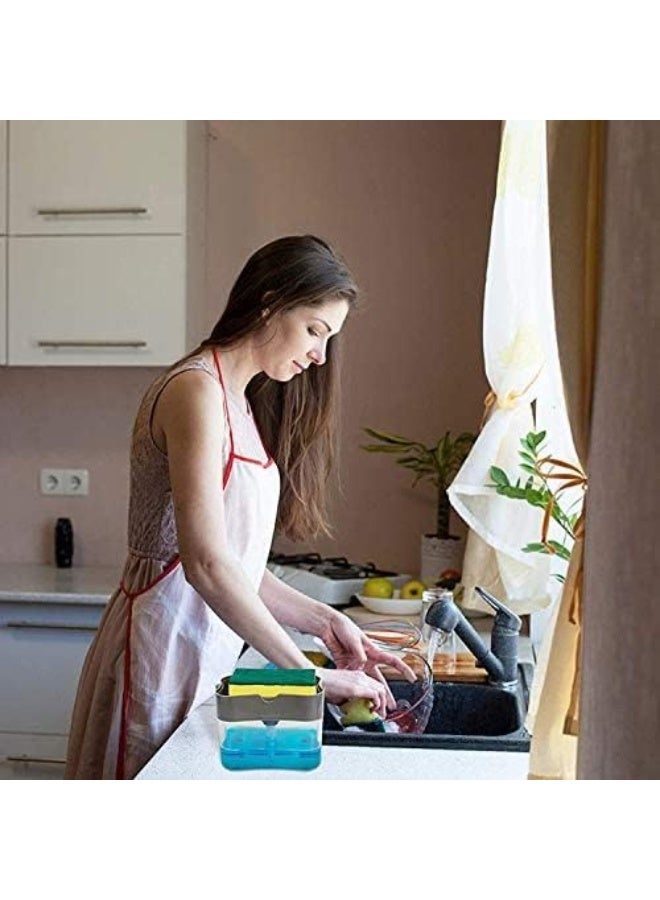 Generic Soap Dispenser & Sponge Caddy | 2-in-1 Dish Dispenser With Sponge | 13 oz. Metallic Cylindrical Soap Holder - Image 5