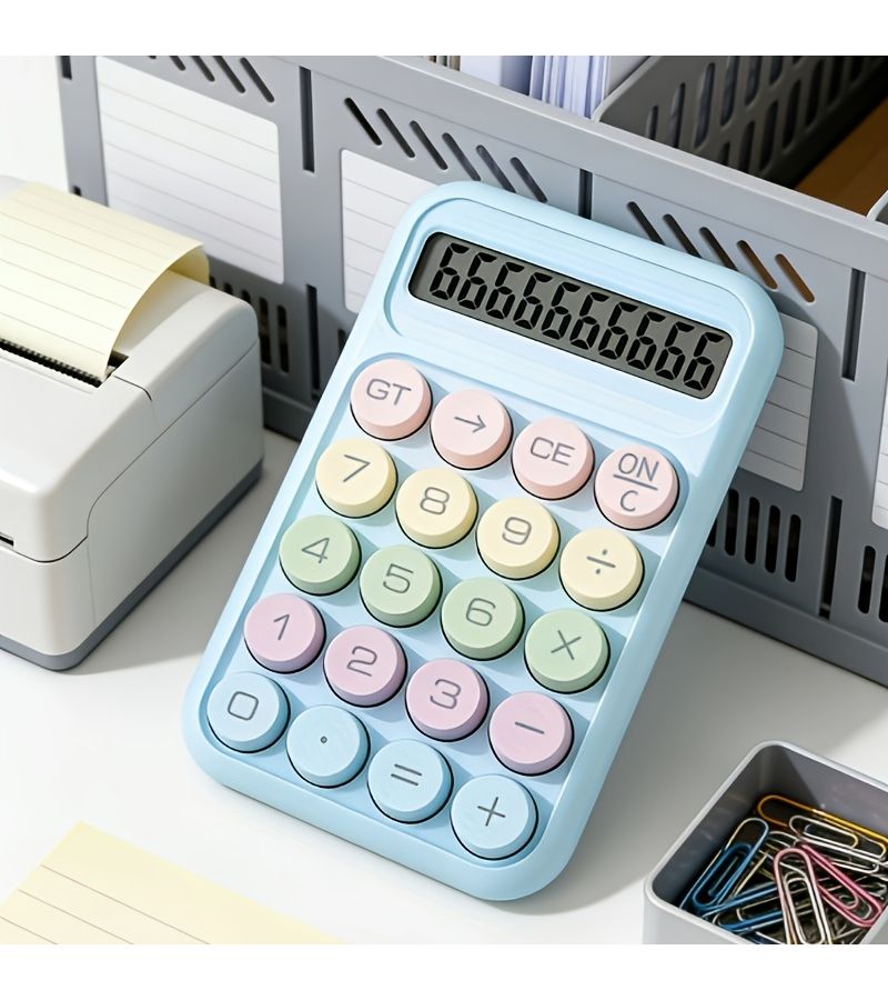 Purple Desktop Calculator Mechanical Keyboard 12 Digit LED Display - Image 5