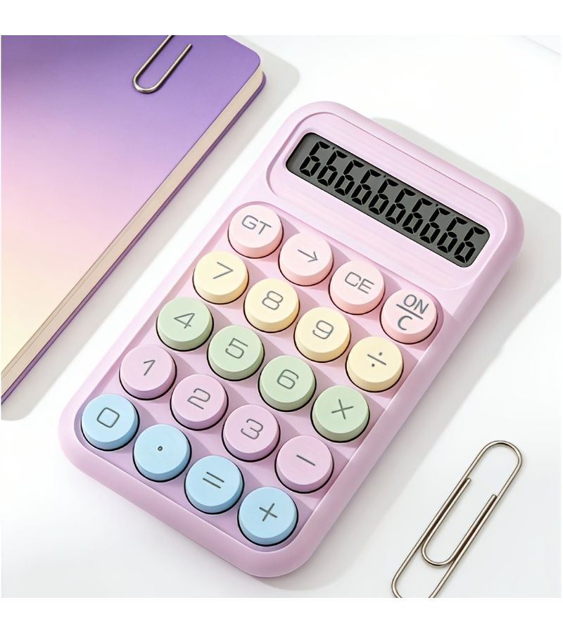 Purple Desktop Calculator Mechanical Keyboard 12 Digit LED Display - Image 1