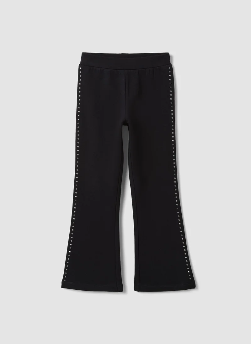 Ovs OVS Black flared leggings in stretch cotton with studs
