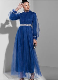 Namshi X Trendyol Embellished Belt Shimmer Dress  - Image 4