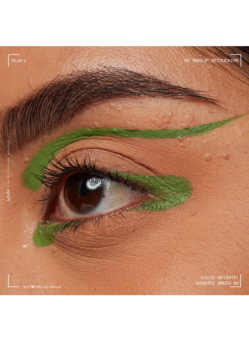NYX PROFESSIONAL MAKEUP محدد عيون سائل ملون من Vivid Brights - أخضر شبحي  - Image 4