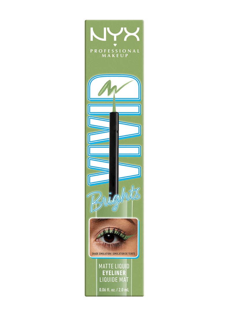 NYX PROFESSIONAL MAKEUP محدد عيون سائل ملون من Vivid Brights - أخضر شبحي  - Image 3