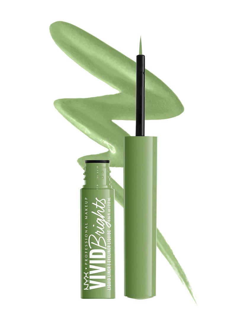 NYX PROFESSIONAL MAKEUP محدد عيون سائل ملون من Vivid Brights - أخضر شبحي  - Image 2
