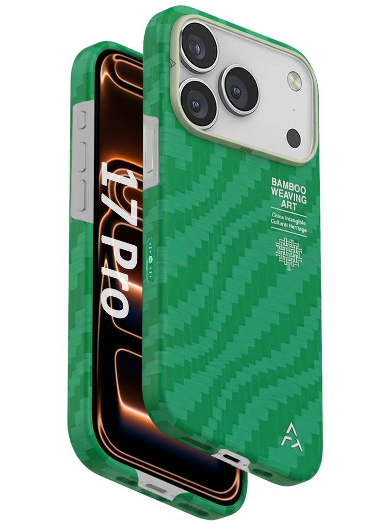 AIRITY Bamboo Fiber Protective Case for iPhone 17 Pro – Ultra Durable, Lightweight & Premium Design with Screen Protector Green - Image 3