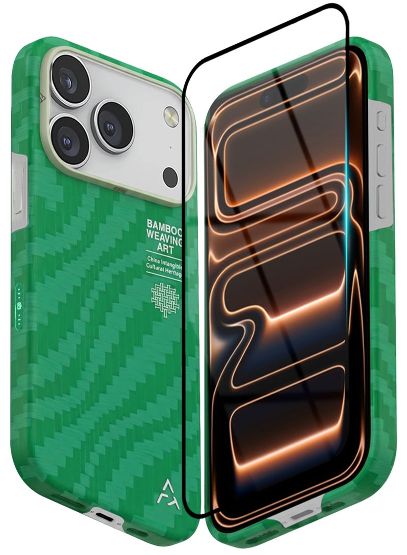 AIRITY Bamboo Fiber Protective Case for iPhone 17 Pro – Ultra Durable, Lightweight & Premium Design with Screen Protector Green - Image 2