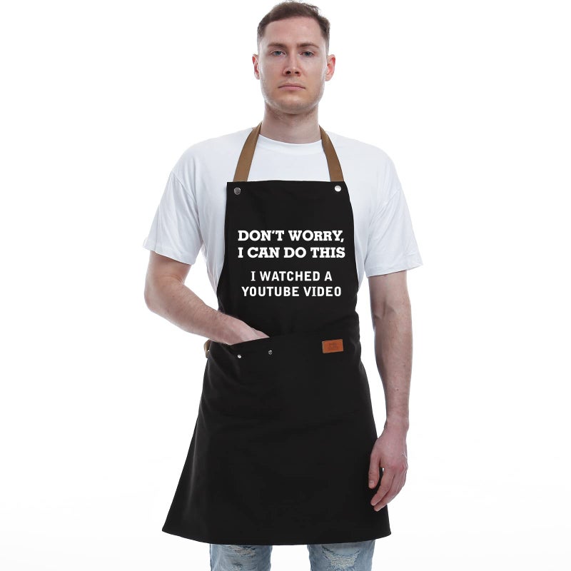 REHAVE Gifts for Mom  Dad  Mother 's Day Father 's Day Dad Gifts from Daughter Son  Funny Gift for Husband  Boyfriend  Brother  Uncle  Men Unique Birthday Present - BBQ Cooking Chef Apron with 3 Pockets - Image 4