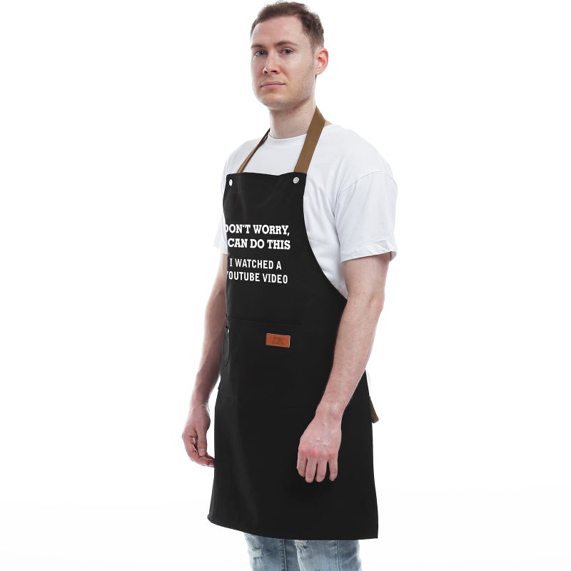 REHAVE Gifts for Mom  Dad  Mother 's Day Father 's Day Dad Gifts from Daughter Son  Funny Gift for Husband  Boyfriend  Brother  Uncle  Men Unique Birthday Present - BBQ Cooking Chef Apron with 3 Pockets - Image 5