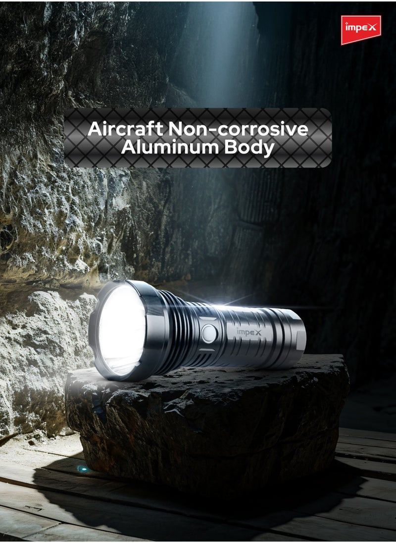 Impex - Rechargeable LED Flashlight-High Bright LED Torch ,20W, 6600mAh Battery, 1500 Lumens, Portable Design,2-Year Warranty(Ultra X20) - Image 1
