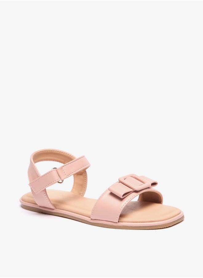 Flora Bella By Shoexpress Girls Buckle Accent Flat Sandals with Hook and Loop Closure  - Image 1