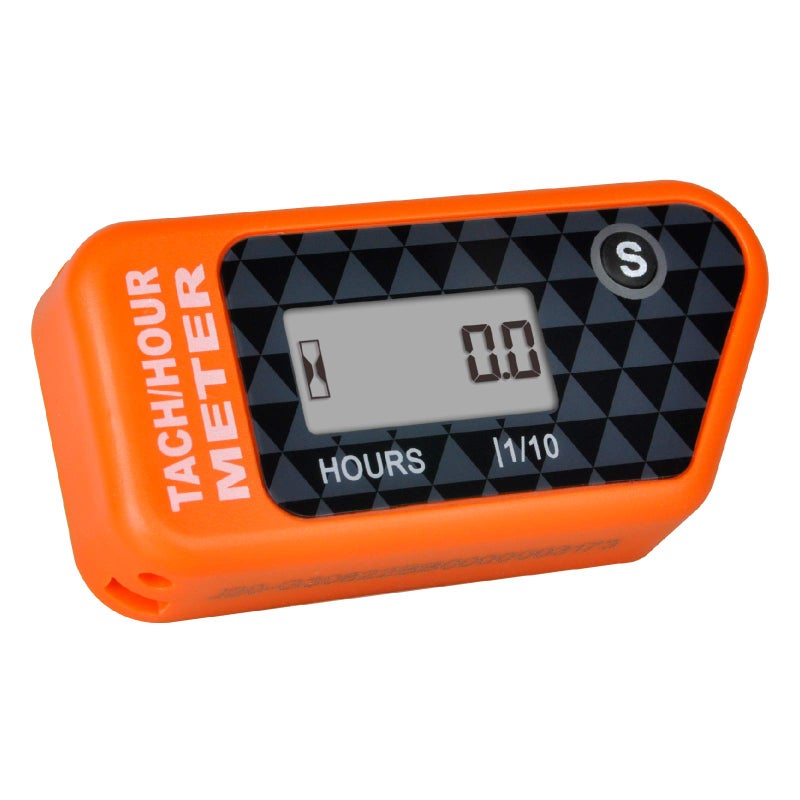 Jayron Digital LCD Tachometer Inductive Tach Hour Meter Display Max RPM Waterproof for Most Gas Engine Marine ATV Generator Lawn Tractor Motorcycle Orange