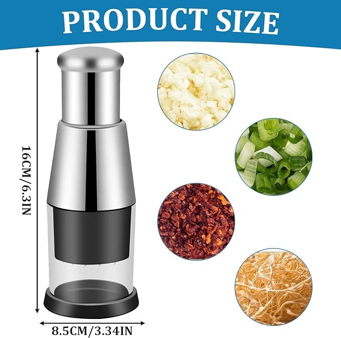 VPGS Manual Pressed Chopper Pressed Garlic Chopper Stainless Steel Onion Cutter and Vegetables Chopper Multifunctional Pressed Garlic Chopper Food Cutter - Image 2