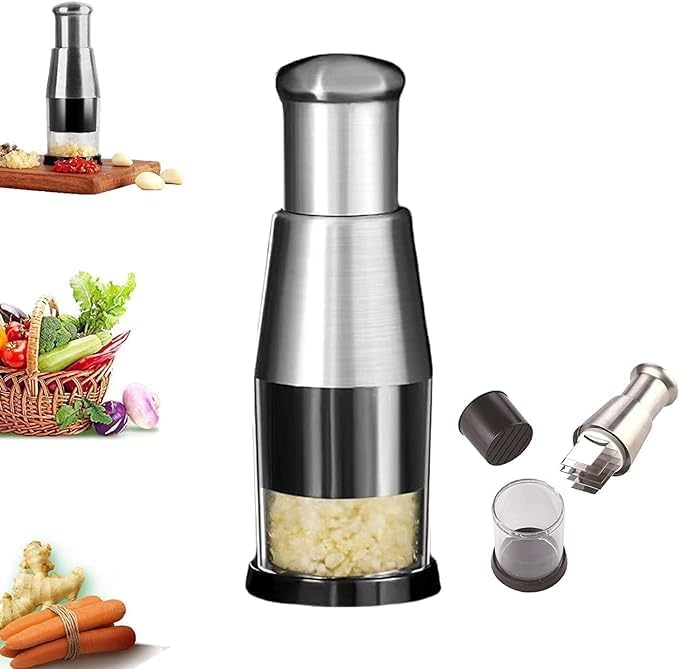 VPGS Manual Pressed Chopper Pressed Garlic Chopper Stainless Steel Onion Cutter and Vegetables Chopper Multifunctional Pressed Garlic Chopper Food Cutter - Image 1