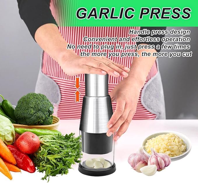 VPGS Manual Pressed Chopper Pressed Garlic Chopper Stainless Steel Onion Cutter and Vegetables Chopper Multifunctional Pressed Garlic Chopper Food Cutter - Image 3