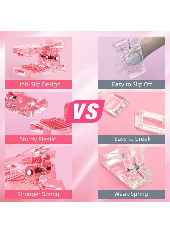 BELOVING 10Pcs Nail Tip Clips, Nail Clips For Poly Nail Gel, Nail Extension Gel Quick Building Nail Tips Clip For Dip Powder Nail Kit False Nail Tips And Dual Forms Manicure Nail Art Tools, Pink - Image 2